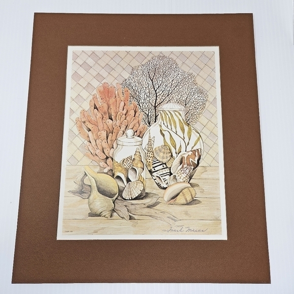 Vintage Beach Seashells Art Print Artist Signed Frank Massa 1978 The Guild NY - Picture 12 of 13